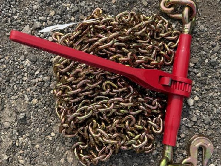 #129-•-(1)-5400-lb-ratchet-binder-&-(2)-5/16"-20'-chains-image-1