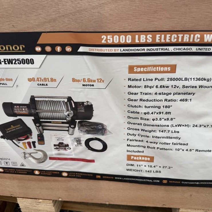 #62 • 25,000 lb Electric Winch - LHR-EW25000