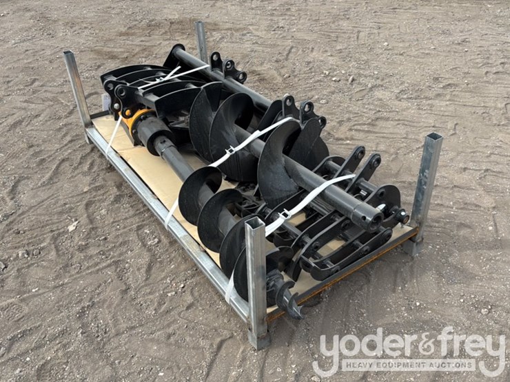 unused-miva-8pc.-excavator-attachments---rake,-ripper,-graber,-12"-auger,-16"-auger,-8"-narrow-bucket,-24"-bucket,-32"-bucket-image-1