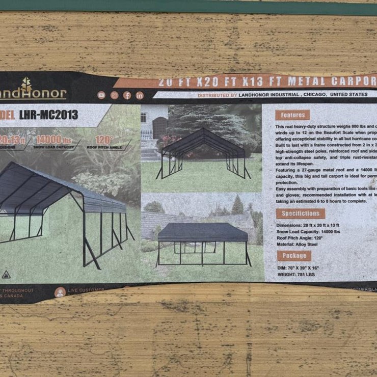 #67 • Metal Carport w/o Side Walls - 20' x 20' x 13'