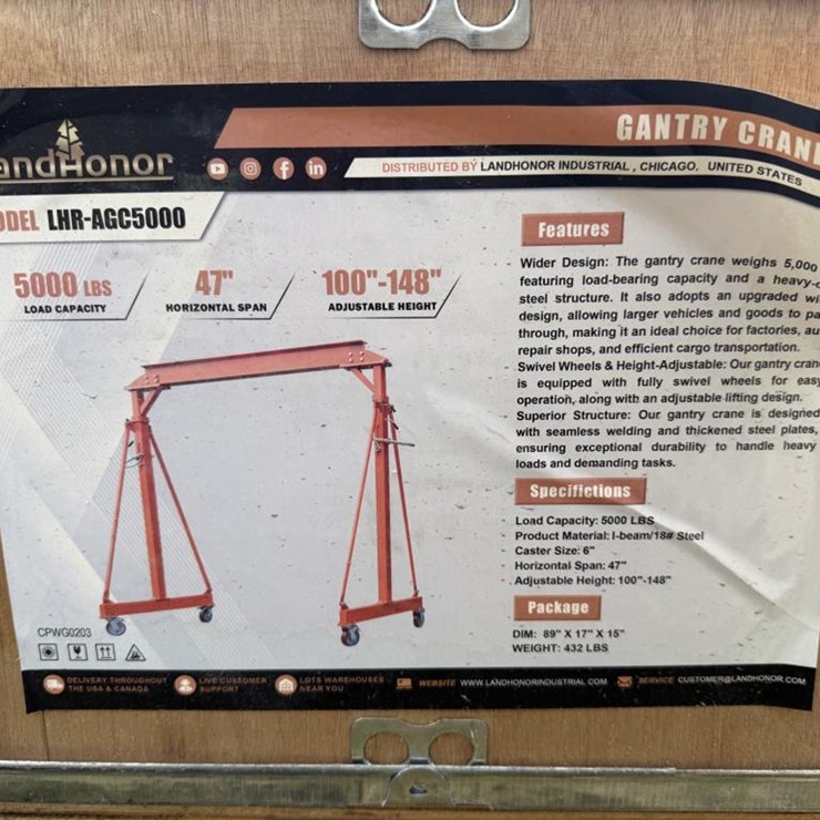 #56 • 5000lb Gantry Crane - LHR-AGC5000