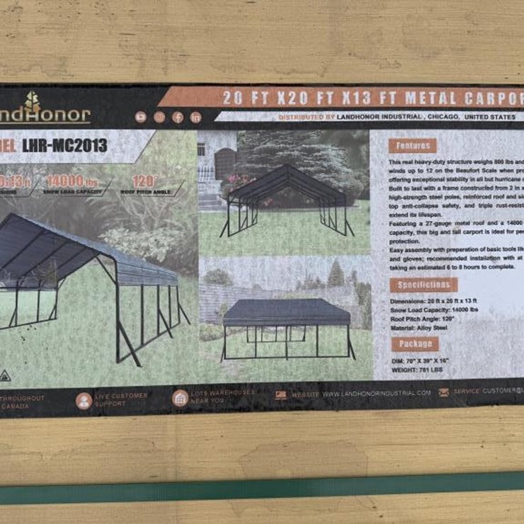 #66 • Metal Carport w/o Side Walls - 20' x 20' x 13'