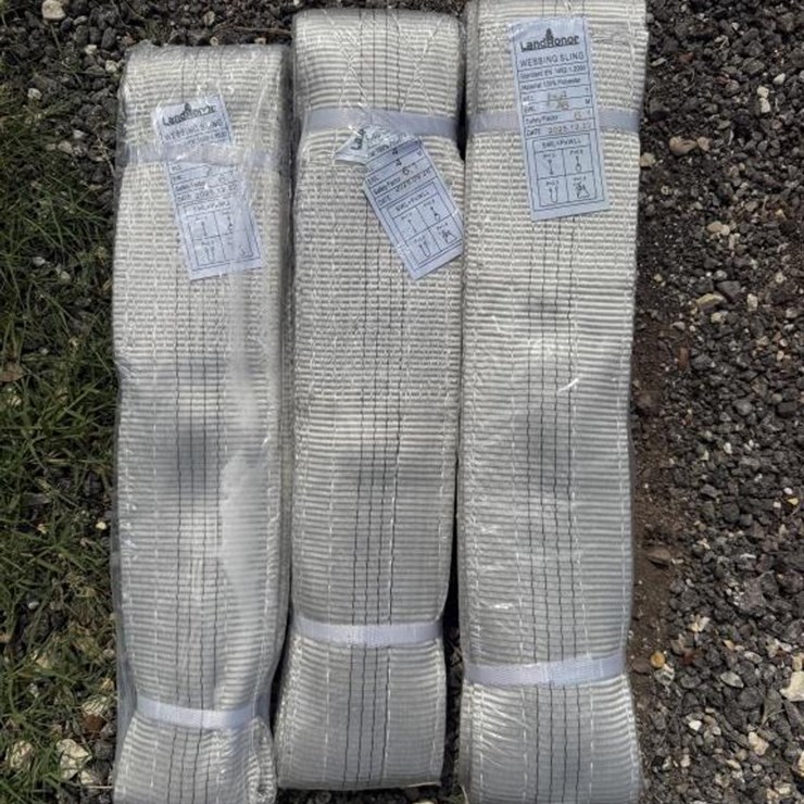 #152 • (3) Webbing Slings 4 ton x 2m, 4m & 6m - Grey