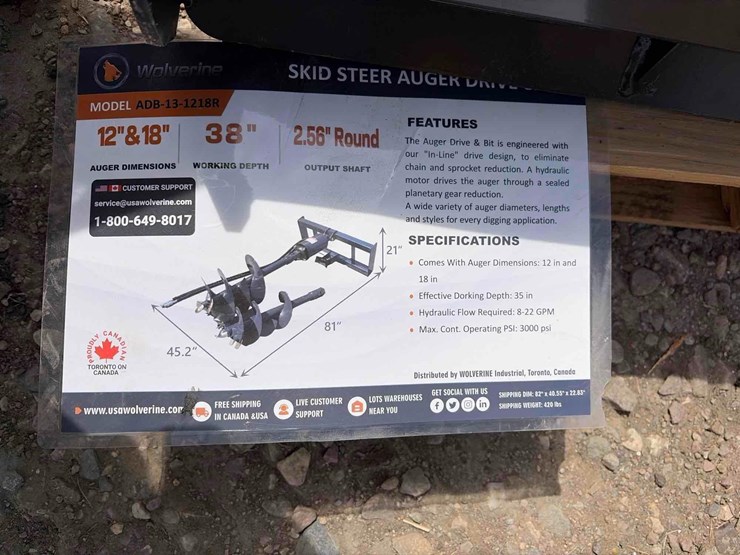 unused-2026-wolverine-adb-13-1218r-skid-steer-auger-drive-&-bit-attachment-image-5