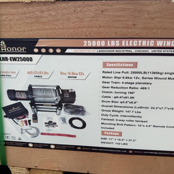 #63 • 25,000 lb Electric Winch - LHR-EW25000