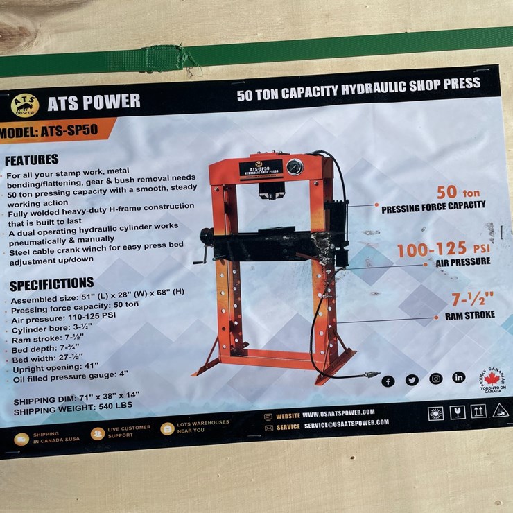 #2299 • ATSPower 50-Ton Shop Press