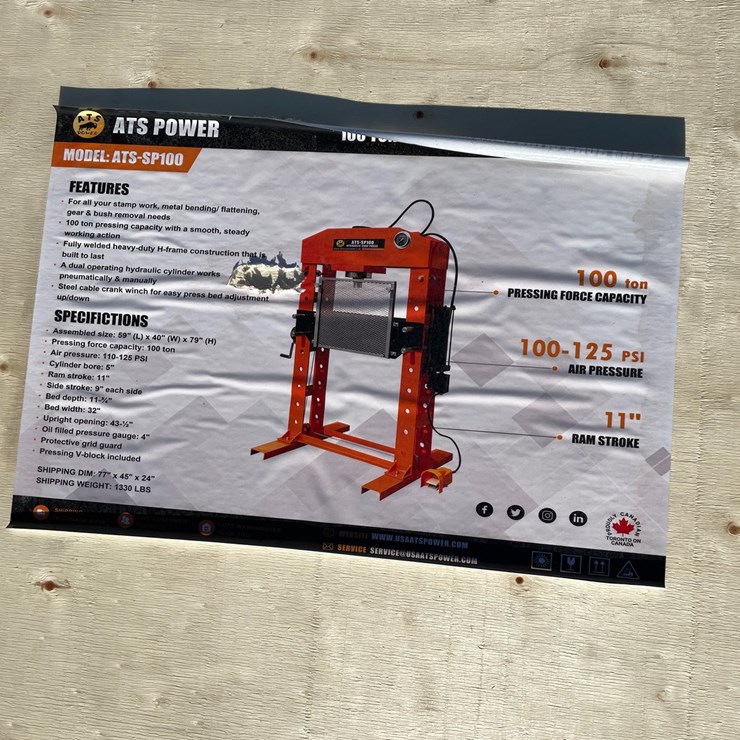 #2298 • ATSPower 110-Ton Shop Press