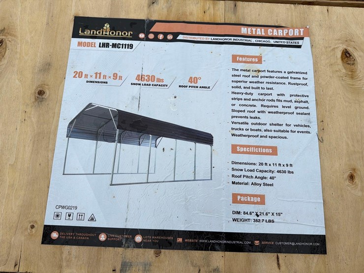 new-landhonor-lhr-mc1119-metal-carport-new-support-equipment-image-1