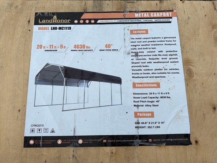 new-landhonor-lhr-mc1119-metal-carport-new-support-equipment-image-1