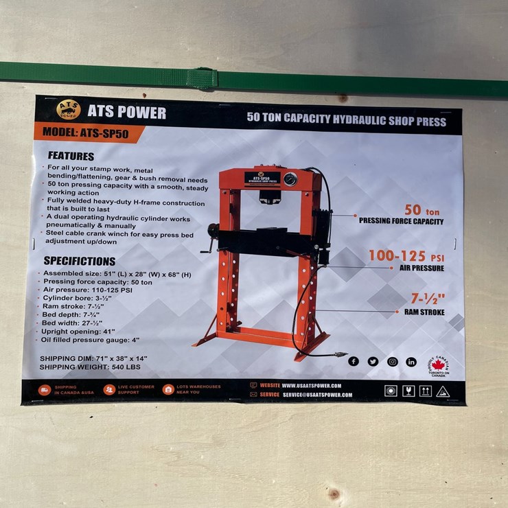 #2300 • ATSPower 50-Ton Shop Press