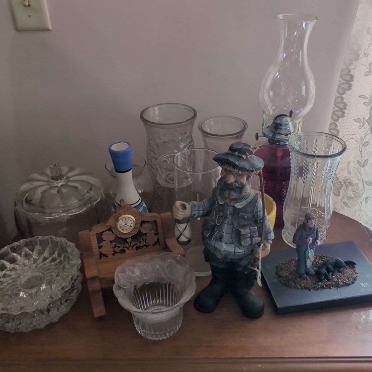 Assorted Decorative Glassware and Household Items Collection
