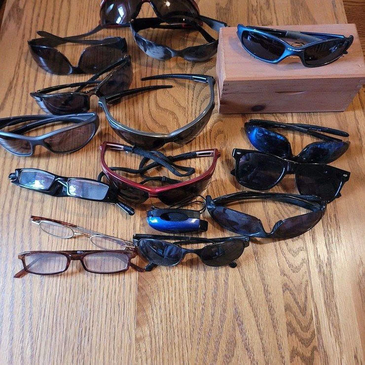 Collection of Assorted Eyewear and Sunglasses with Wooden Storage Box