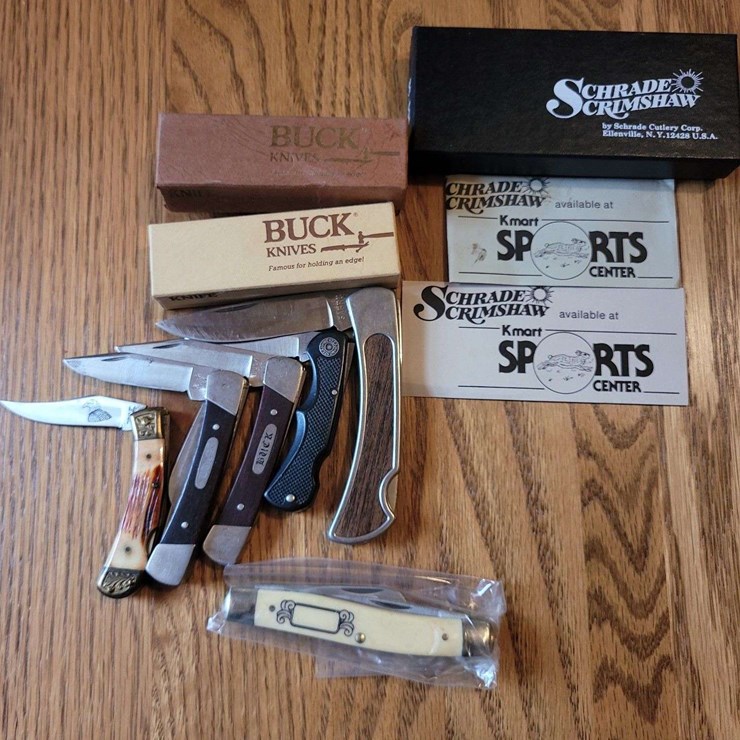 Collection of Assorted Folding Pocket Knives with Boxes and Ephemera