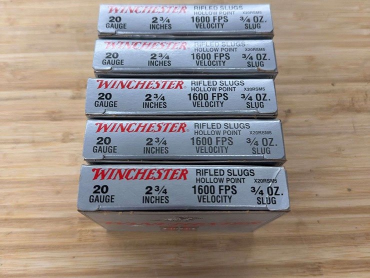 5-full-boxes-of-winchester-20-ga-2-3/4”-slugs-image-1