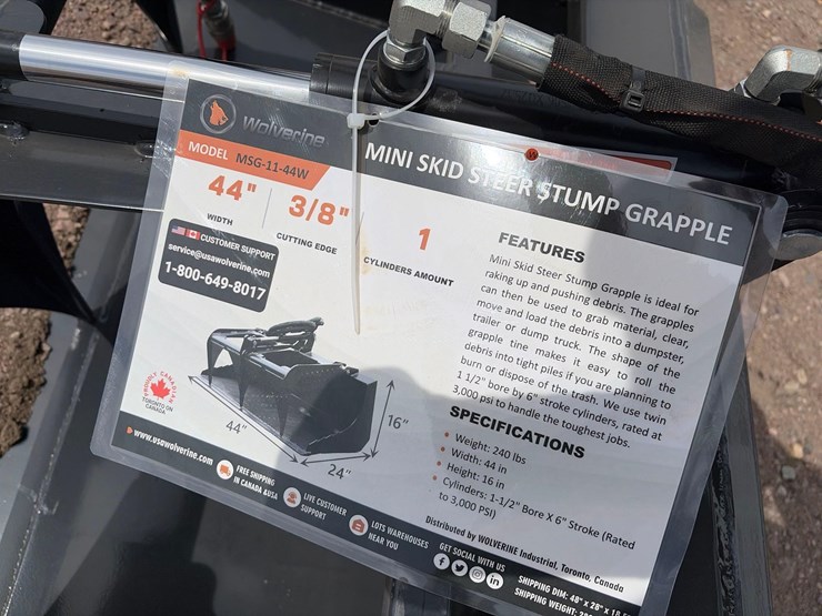 unused-2025-wolverine-msg-11-44w-mini-skid-steer-stump-grapple-image-5