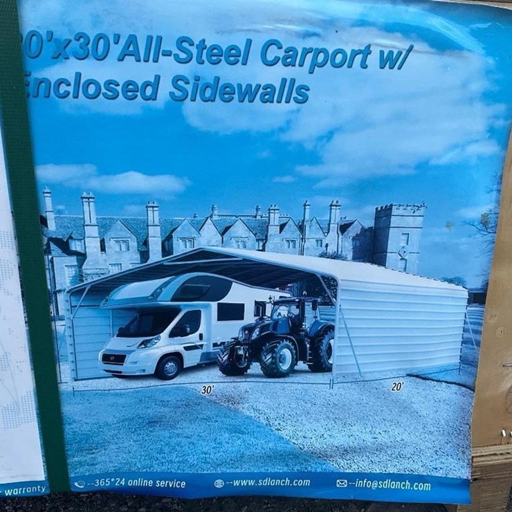 #4107 • Unused 20' x 30' Carport with Enclosed Sidewalls