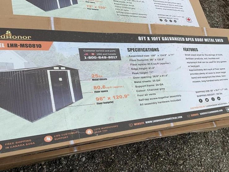 #4104-•-unused-2025-landhonor-8'-x-10'-galvanized-apex-roof-metal-shed-image-2