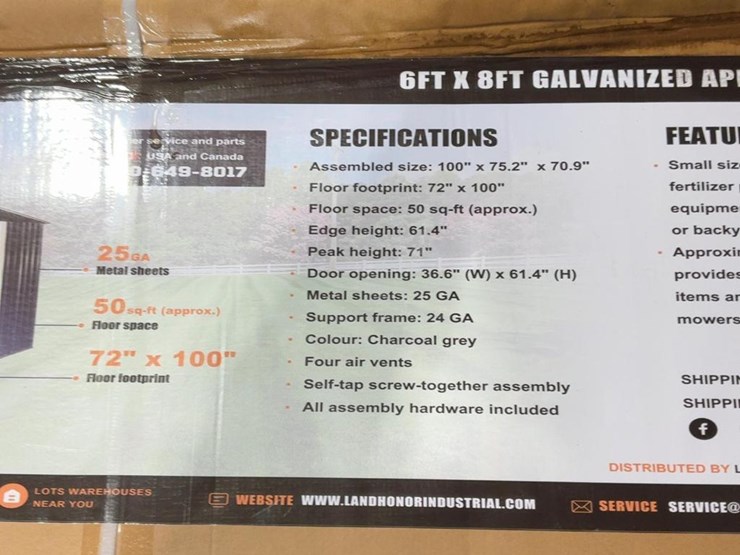 #4106-•-unused-2025-landhonor-6'-x-8'-galvanized-apex-roof-metal-shed-image-2
