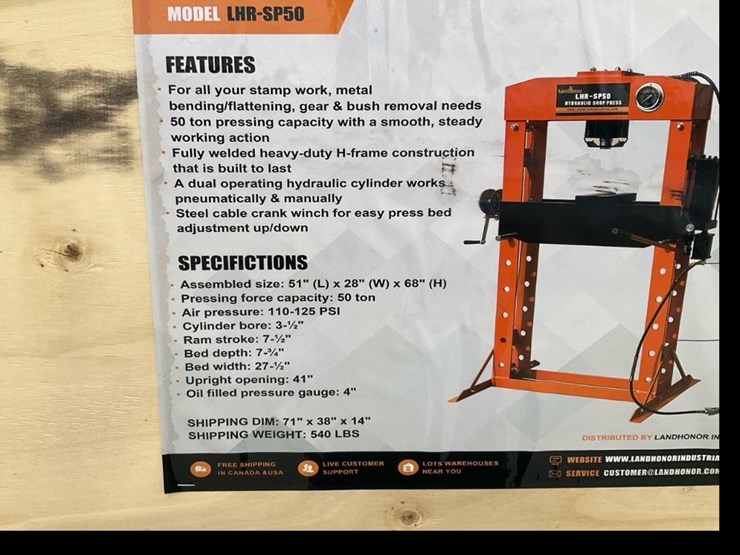 #4077-•-unused-ats-50-ton-shop-press-ats-sp50-image-3