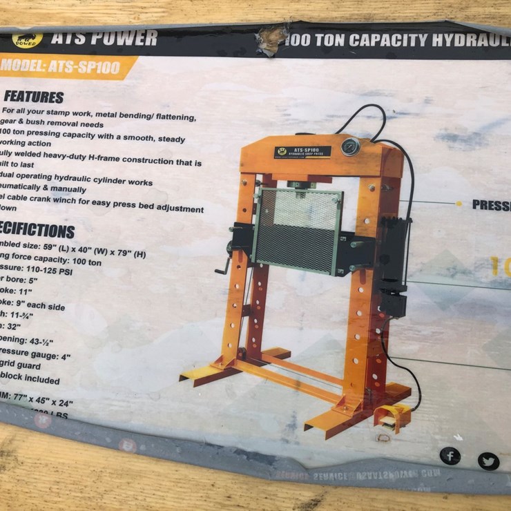 #29 • 100 TON HYDRAULIC SHOP PRESS