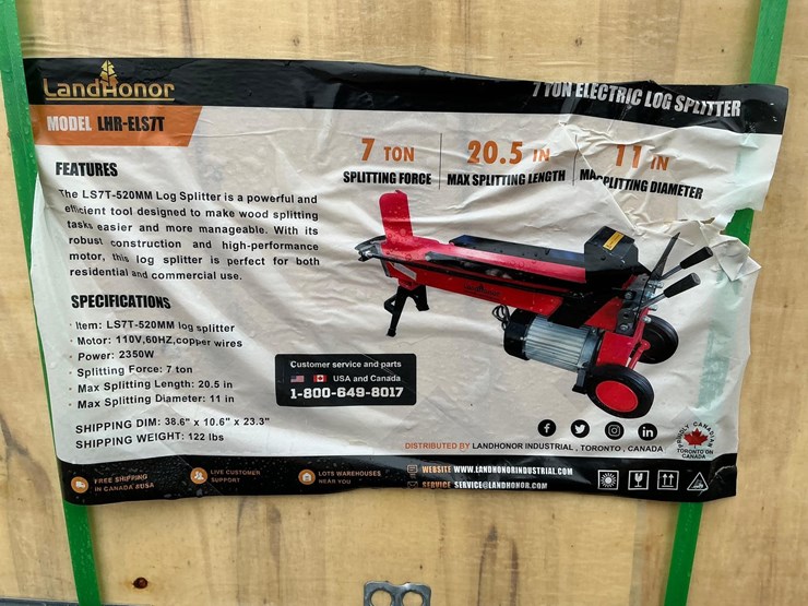 #4066-•-unused-2025-landhonor-7-ton-electric-log-splitter-image-1