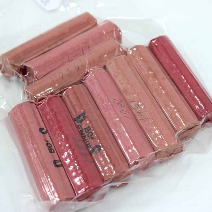 #36147 • (10) ROLLS OF WHEAT PENNIES FROM THE 1940'S AND 1950'S