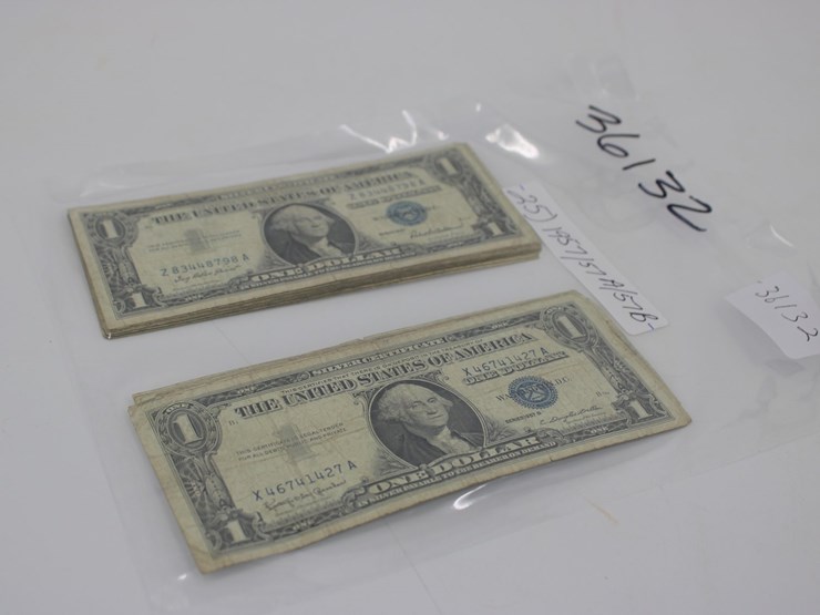 #36132-•-(25)-silver-certificates-|-1957,-57a,-57b,-1-dollar-bills-image-2