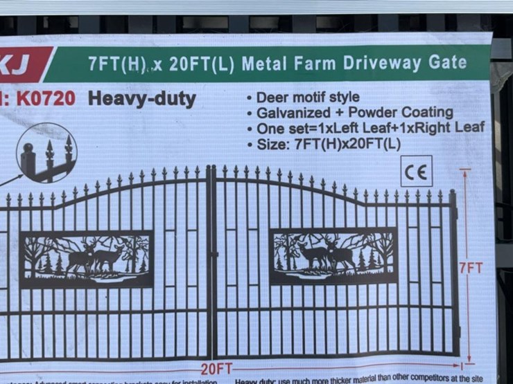 #4059-•-unused-k0720-7ft(h)x-20ft(l)metal-farm-driveway-gate-image-1