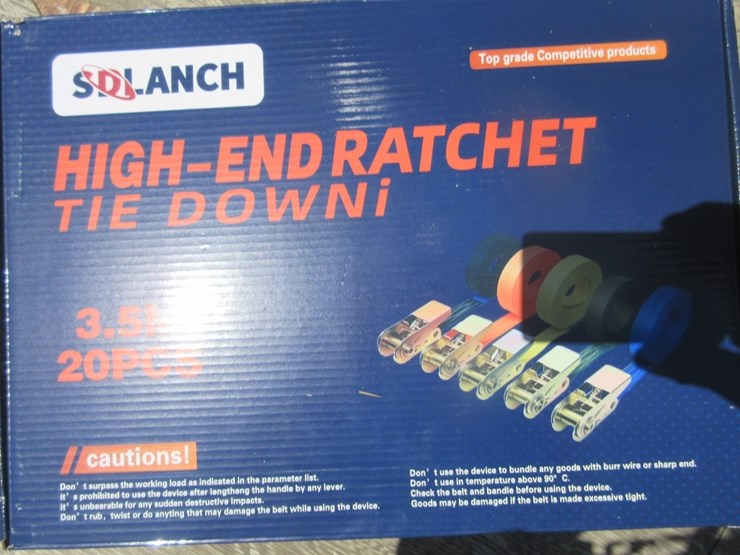 new-unused-box-of-hookless-3.5m-ratchet-straps,-image-2