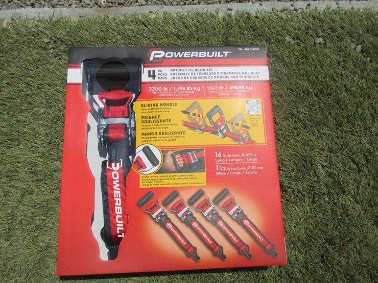 (4)-new-16'-x-1.5"-powerbuilt-ratchet-straps,-image-1