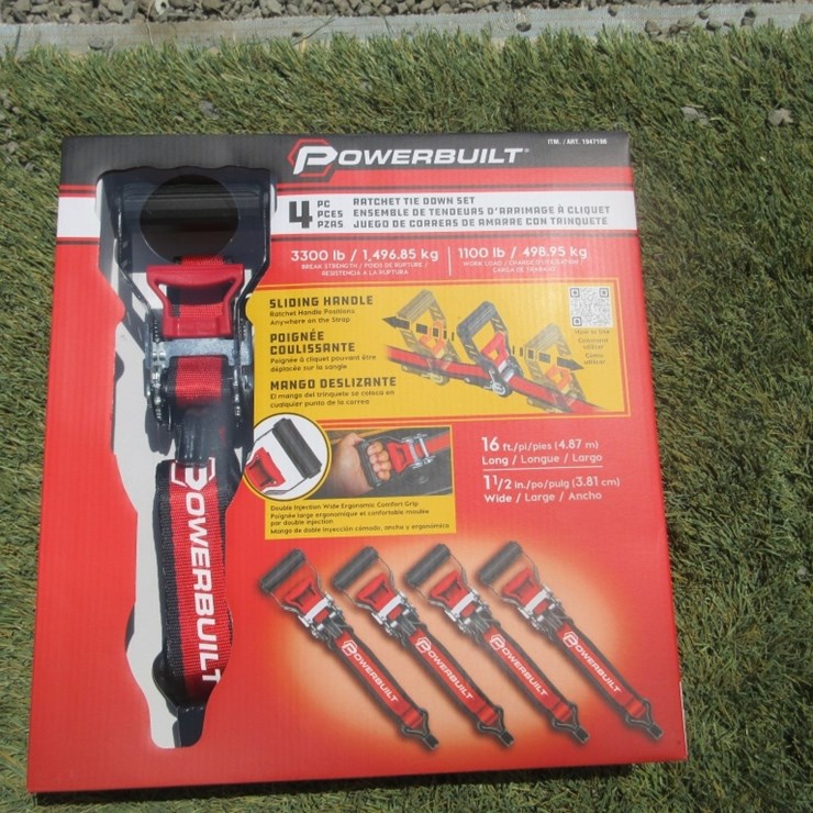 (4) New 16' x 1.5" Powerbuilt Ratchet Straps,