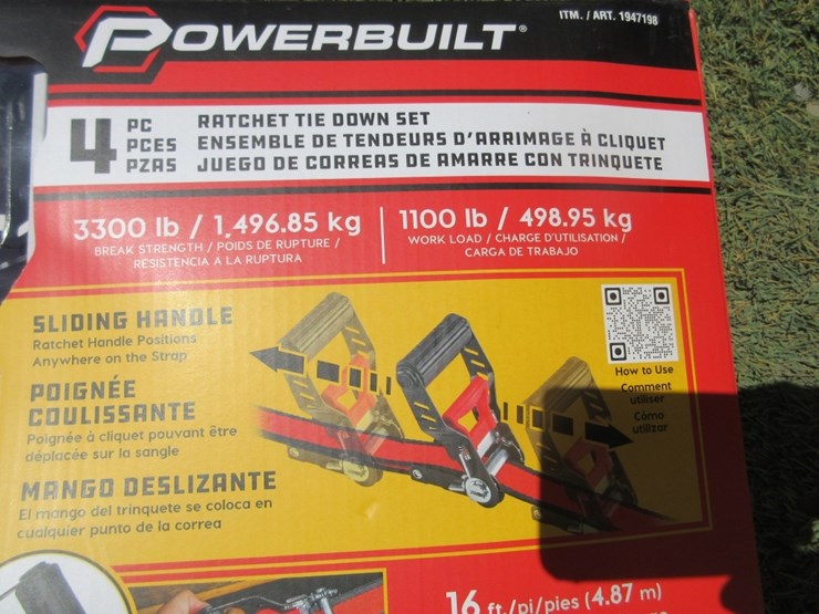 (4)-new-16'-x-1.5"-powerbuilt-ratchet-straps,-image-3
