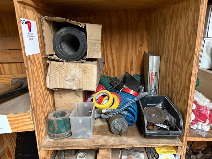 2-shelves-of-assorted-truck-parts,-tire-chains,-hand-tools,-etc-image-2
