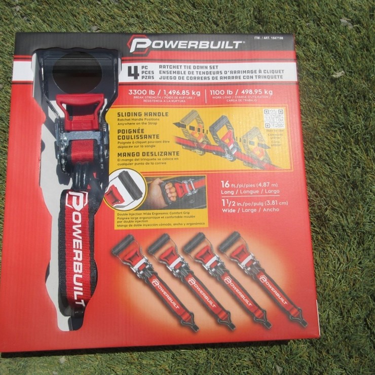 (4) New 16' x 1.5" Powerbuilt Ratchet Straps,