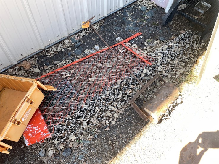 #1885-•-manual-lawn-aerator-and-partial-roll-of-chain-link-fence-image-1
