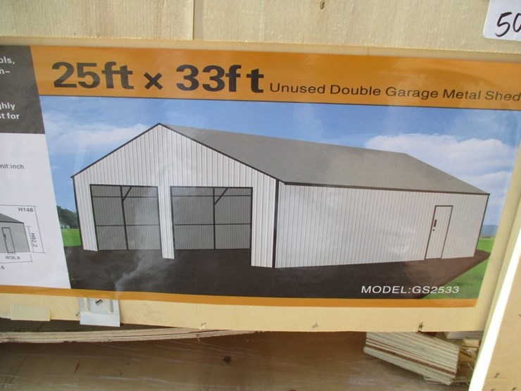 new-unused-25'-x-33'-double-garage-metal-shed,-image-6