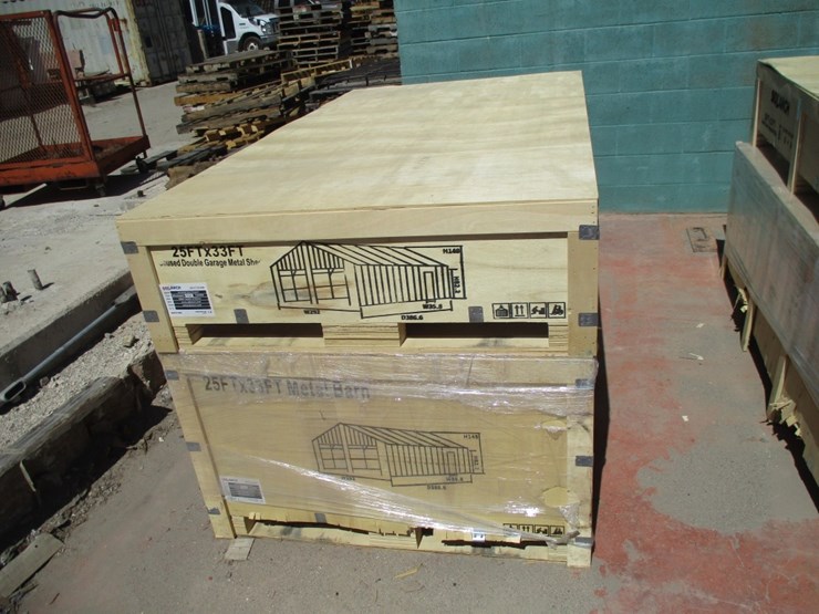 new-unused-25'-x-33'-double-garage-metal-shed,-image-1