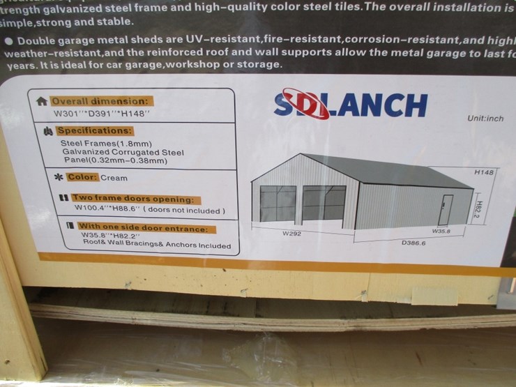 new-unused-25'-x-33'-double-garage-metal-shed,-image-7