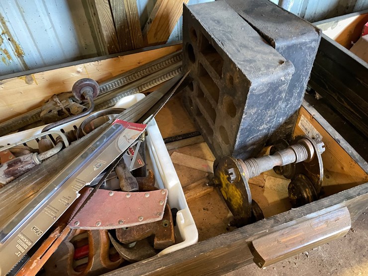 #1867-•-hand-saws,-hammers,-drill-braces-and-wooden-rolling-storage-drawer-image-3