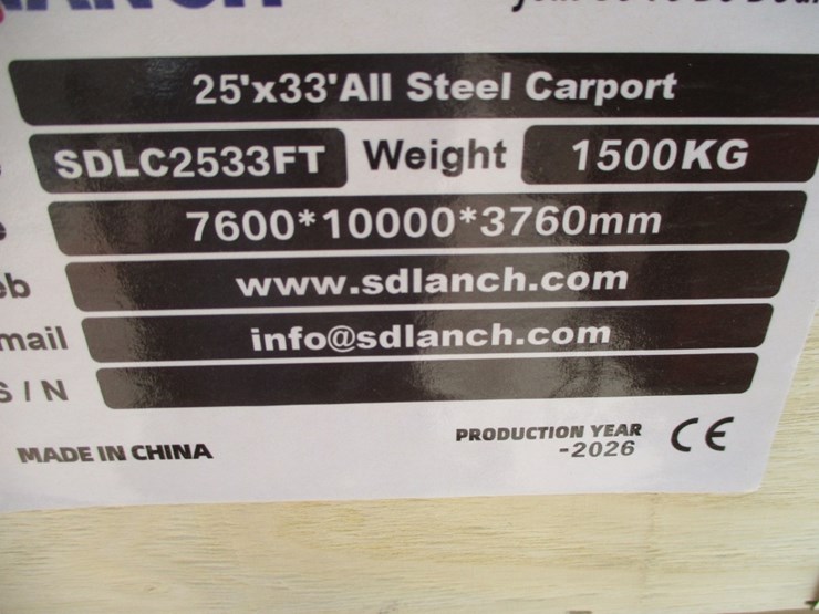 new-unused-25'-x-33'-double-garage-metal-shed,-image-8