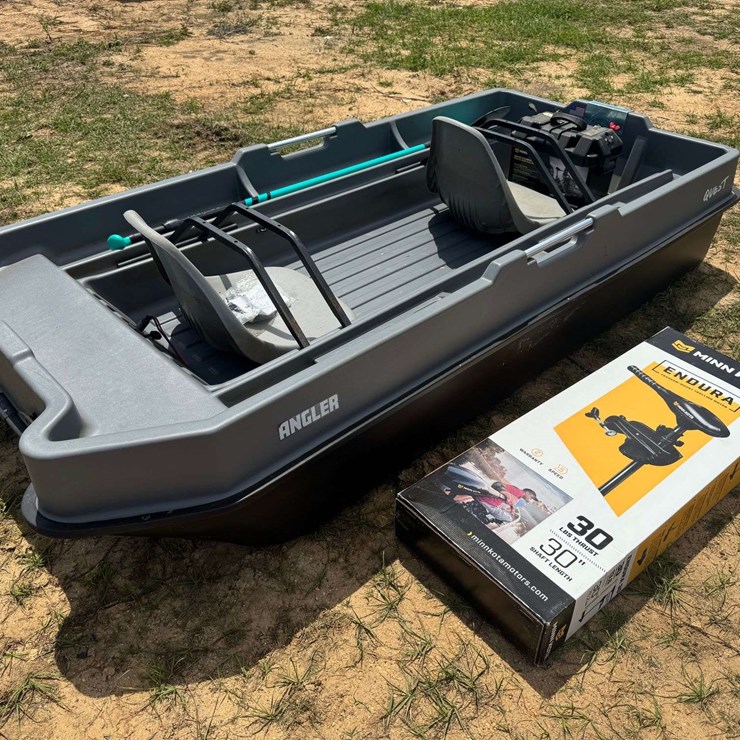 Quest Angler 2 Person Fishing Boat w/Trolling Motor & Power Center