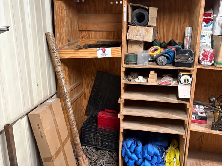 2-shelves-of-assorted-truck-parts,-tire-chains,-hand-tools,-etc-image-1