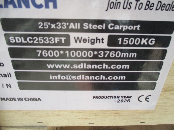 new-unused-25'-x-33'-double-garage-metal-shed,-image-7