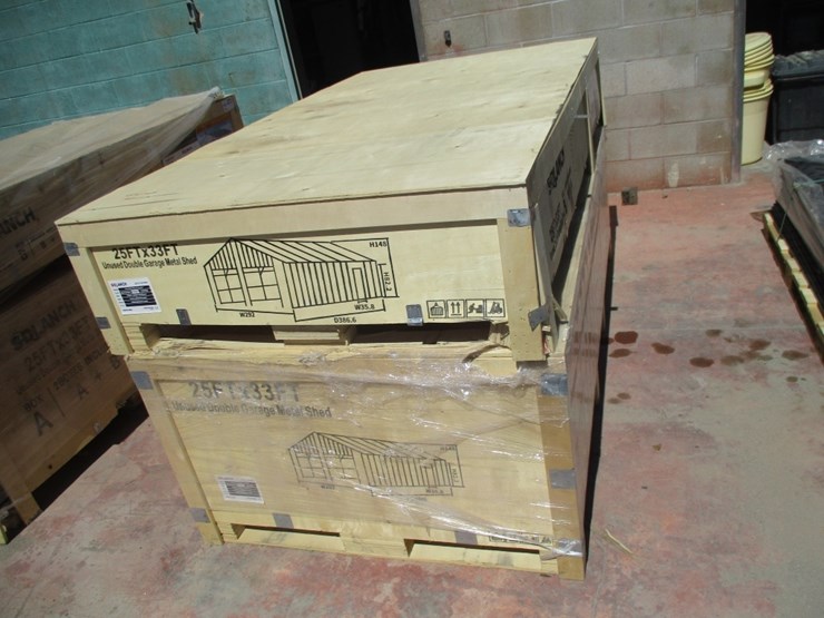new-unused-25'-x-33'-double-garage-metal-shed,-image-2
