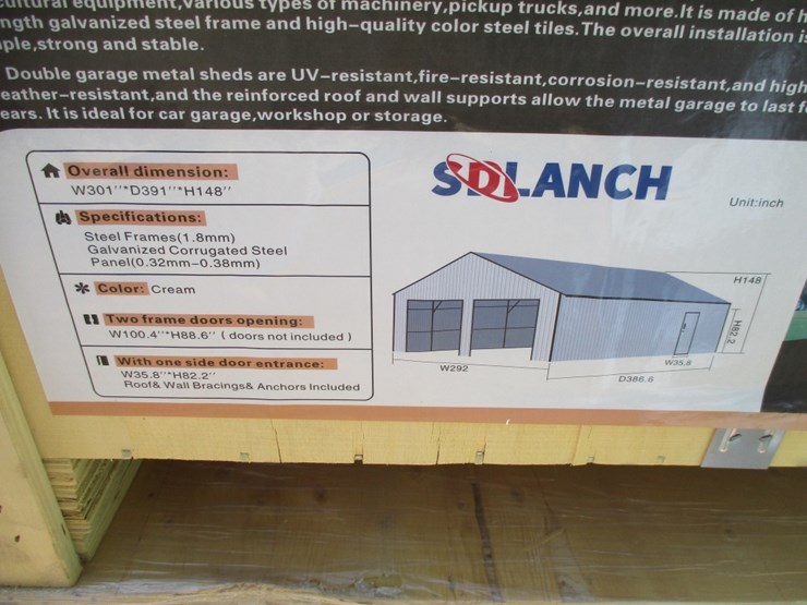 new-unused-25'-x-33'-double-garage-metal-shed,-image-6