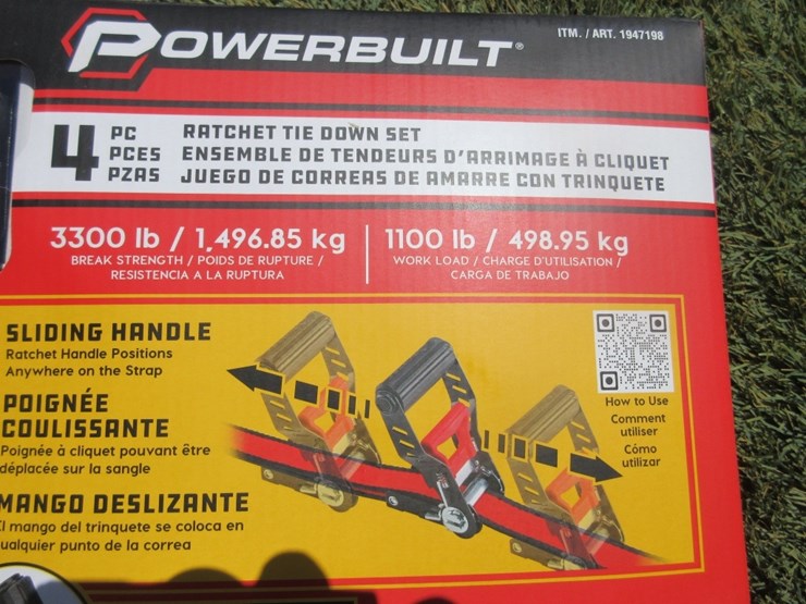 (4)-new-16'-x-1.5"-powerbuilt-ratchet-straps,-image-3
