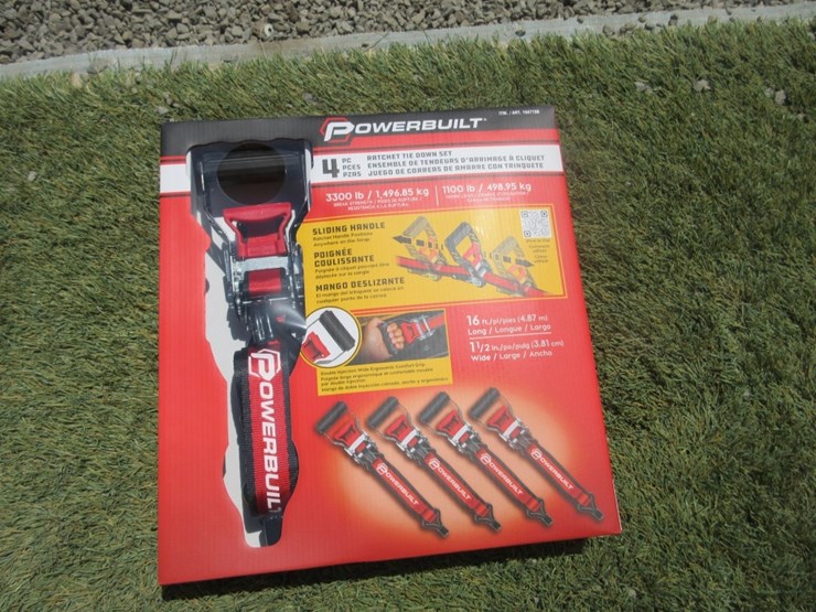(4)-new-16'-x-1.5"-powerbuilt-ratchet-straps,-image-1