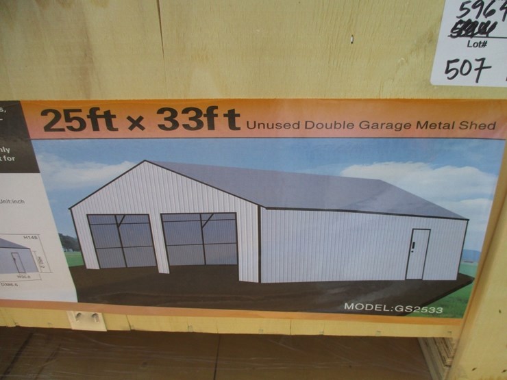 new-unused-25'-x-33'-double-garage-metal-shed,-image-5
