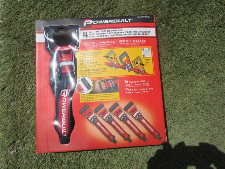 (4)-new-16'-x-1.5"-powerbuilt-ratchet-straps,-image-1
