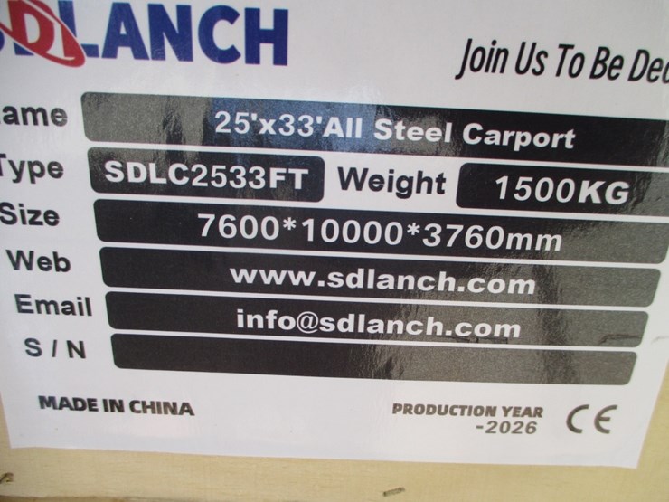 new-unused-25'-x-33'-double-garage-metal-shed,-image-8